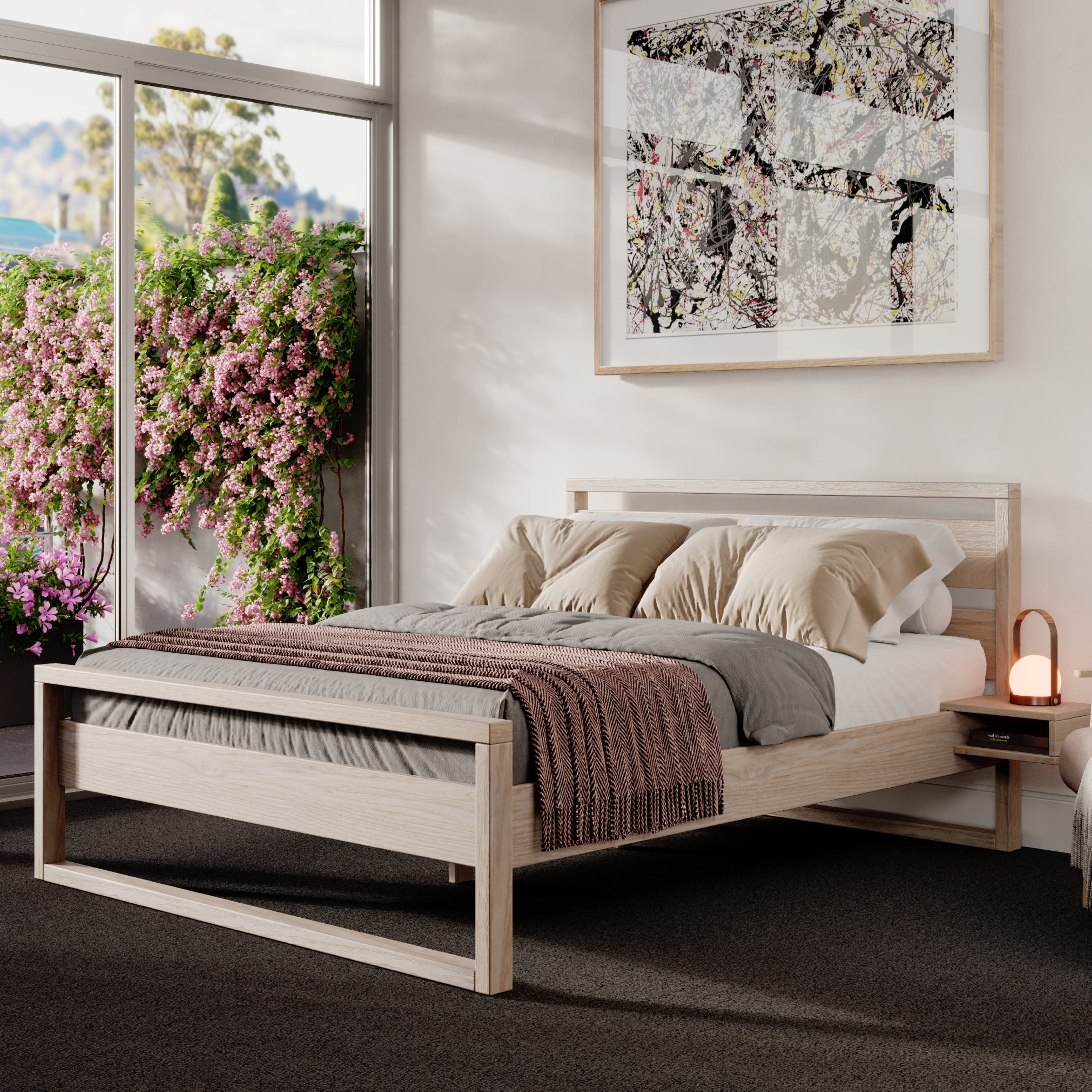Каркас кровати Parma 160x210 белого цвета из массива дерева с ламелями